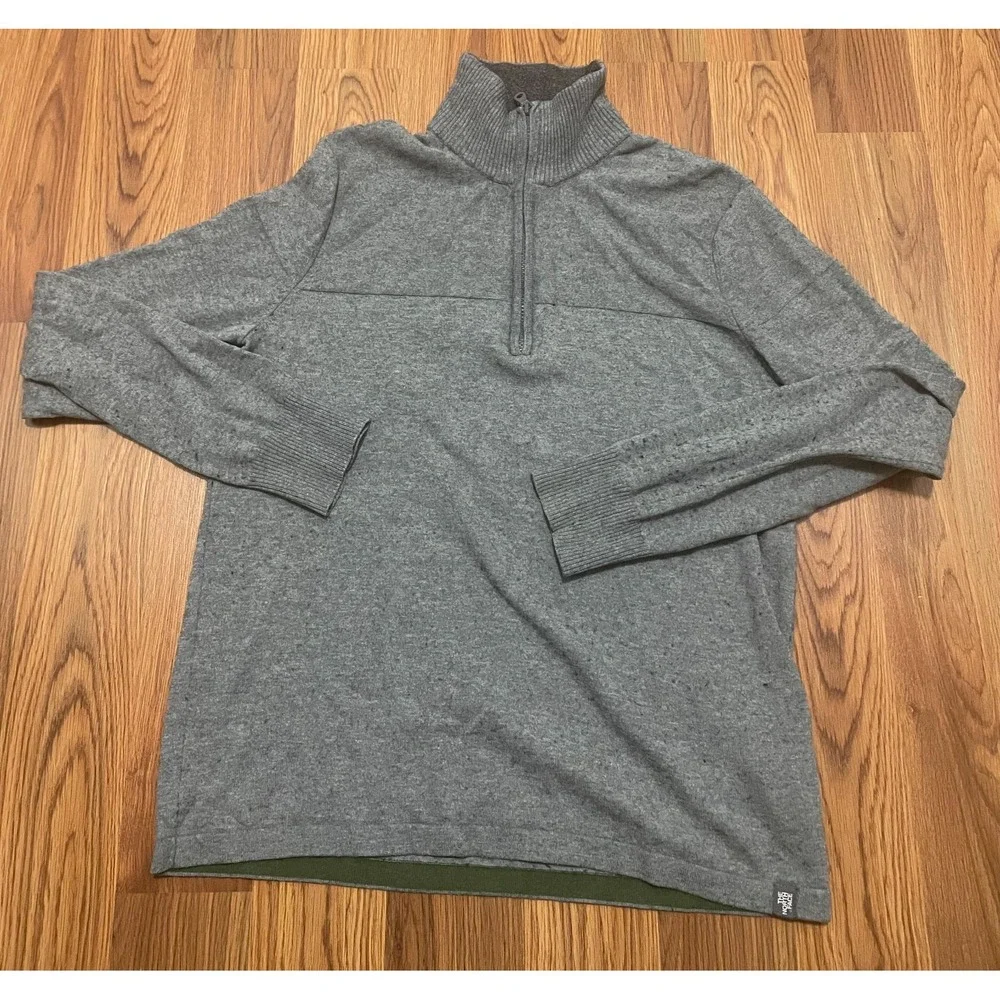 The North Face Quarter Zip Sweater Mens Medium Gray Fleece Lined